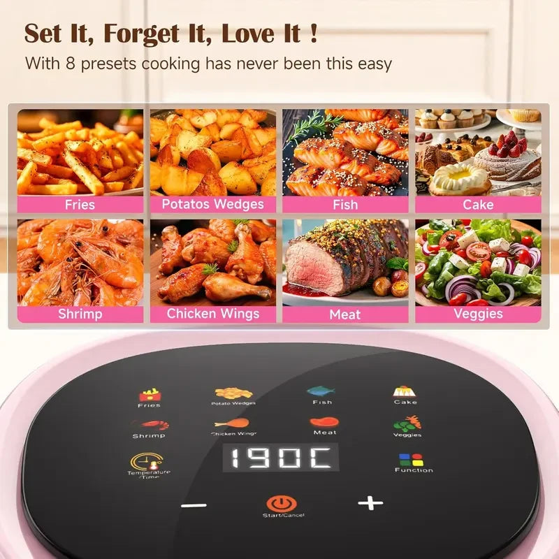 Compact Pink Glass Air Fryer