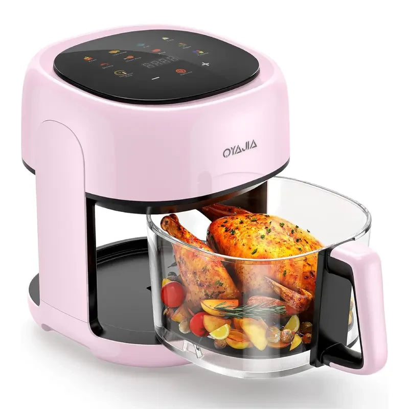 Compact Pink Glass Air Fryer