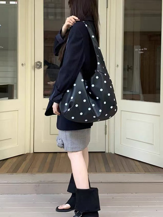 Women's Retro Polka Dot Large Capacity Tote Bag