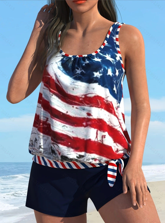 Womens Floral Print Plus Size Two Piece Swimsuit