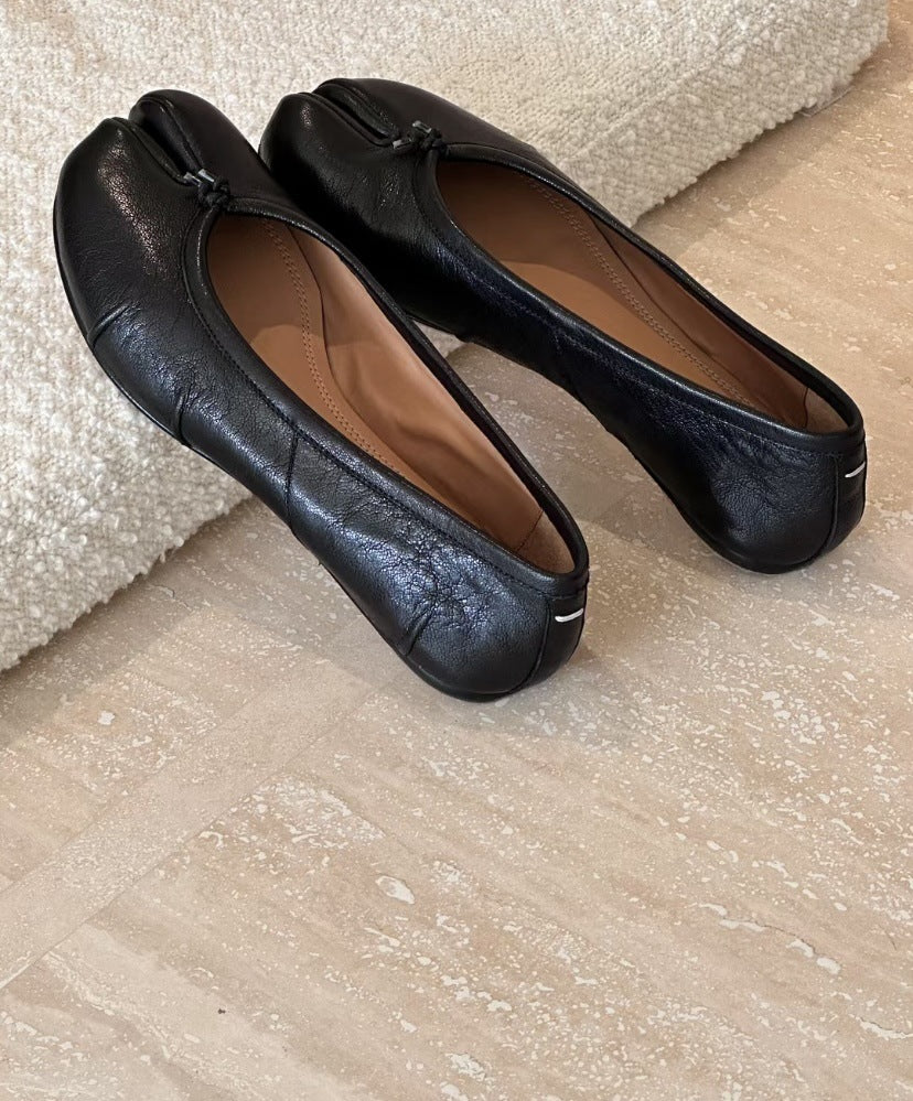 Womens Split-Toe Ballet Flats Sheepskin Slip-On Shoes