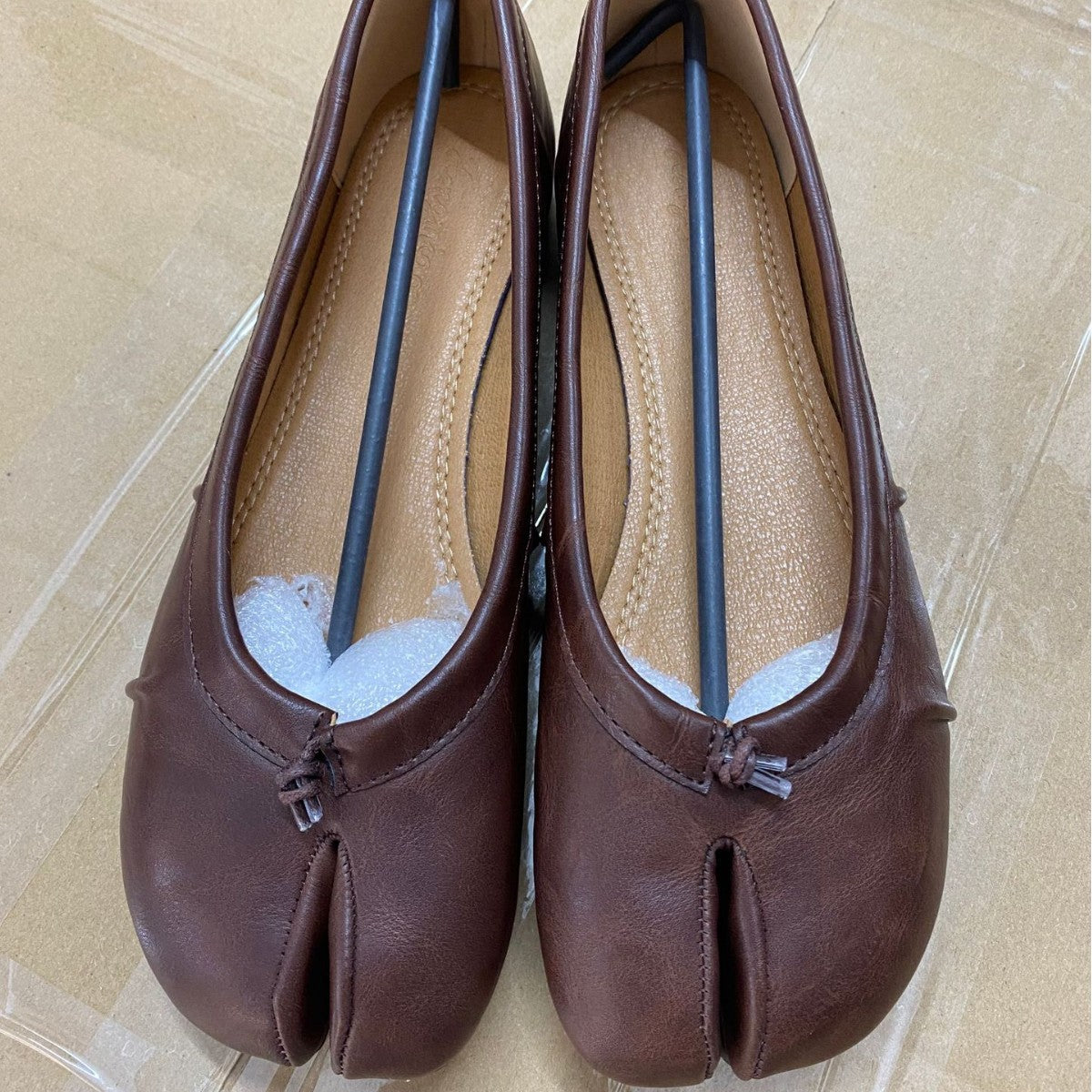 Womens Split-Toe Ballet Flats Sheepskin Slip-On Shoes